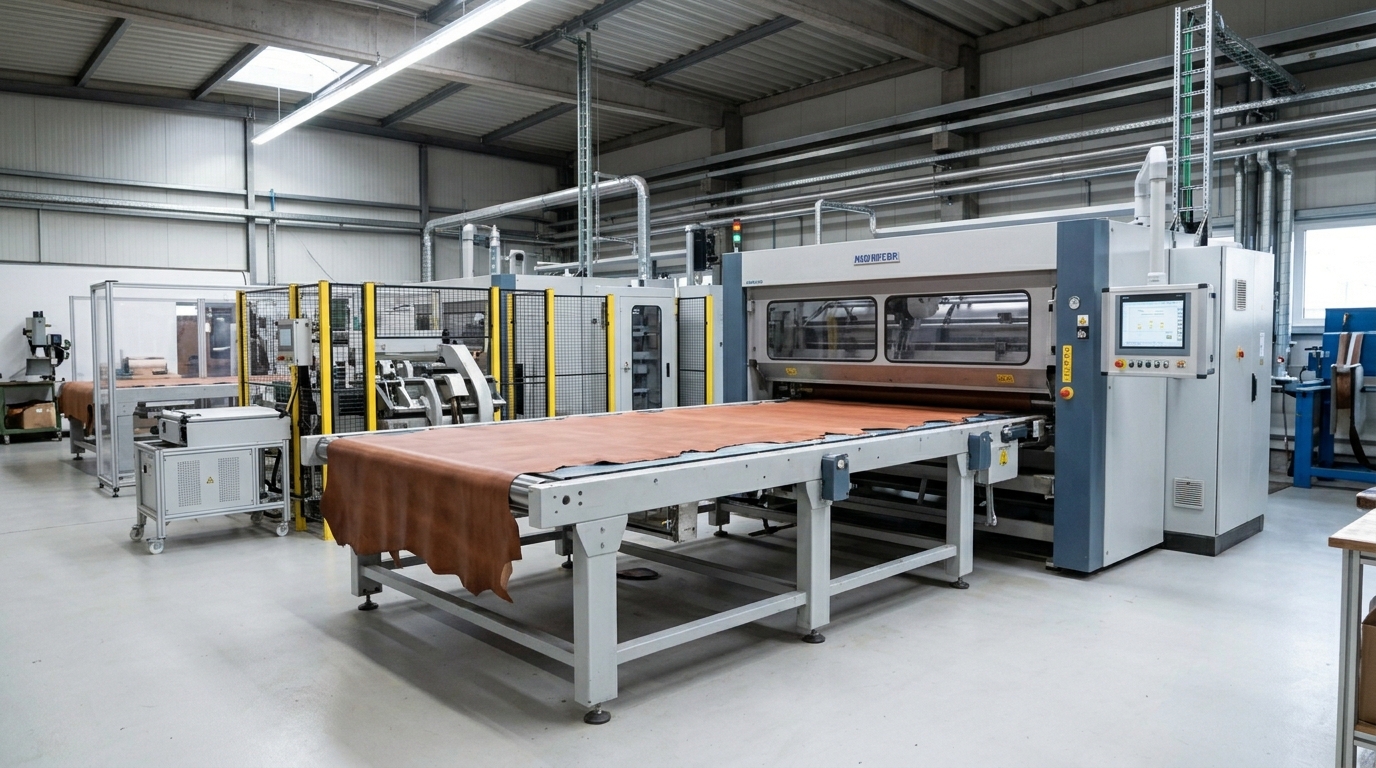 Automated leather cutting table for quality controlled production