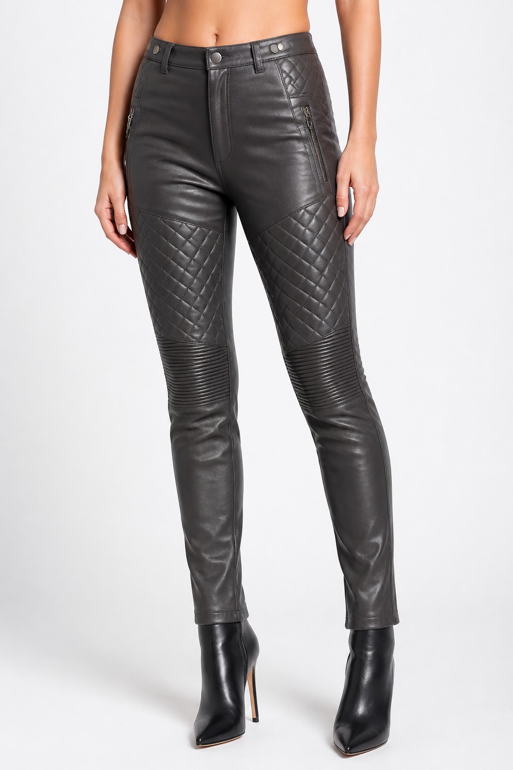 Biker Quilted Leather Pants 04