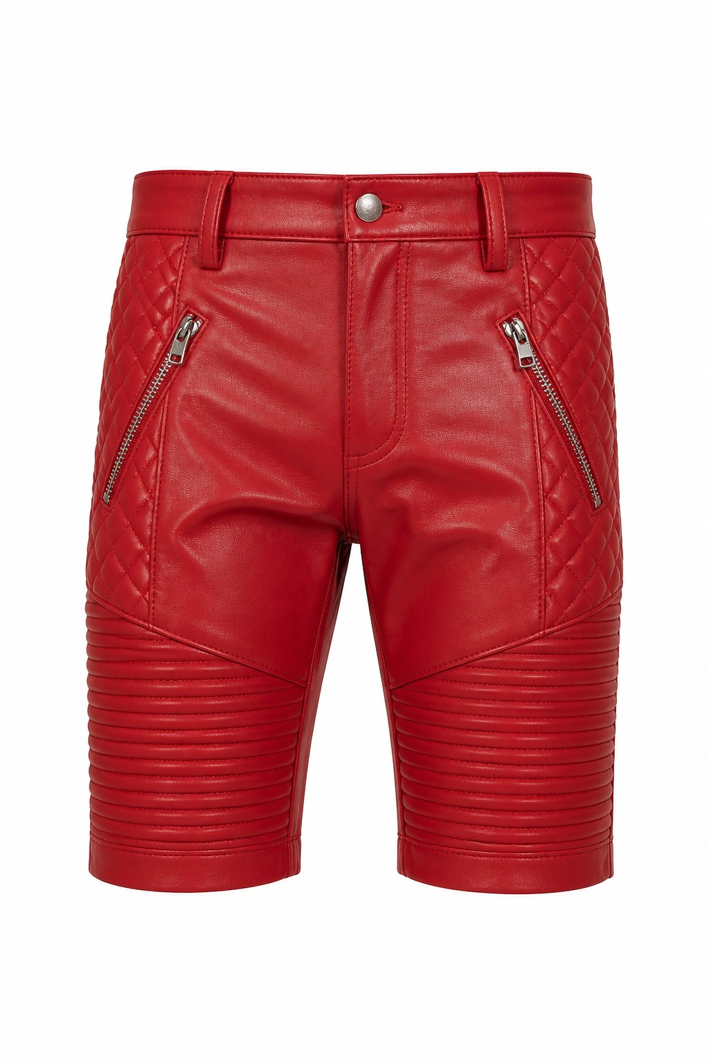 Biker Quilted Leather Shorts 03