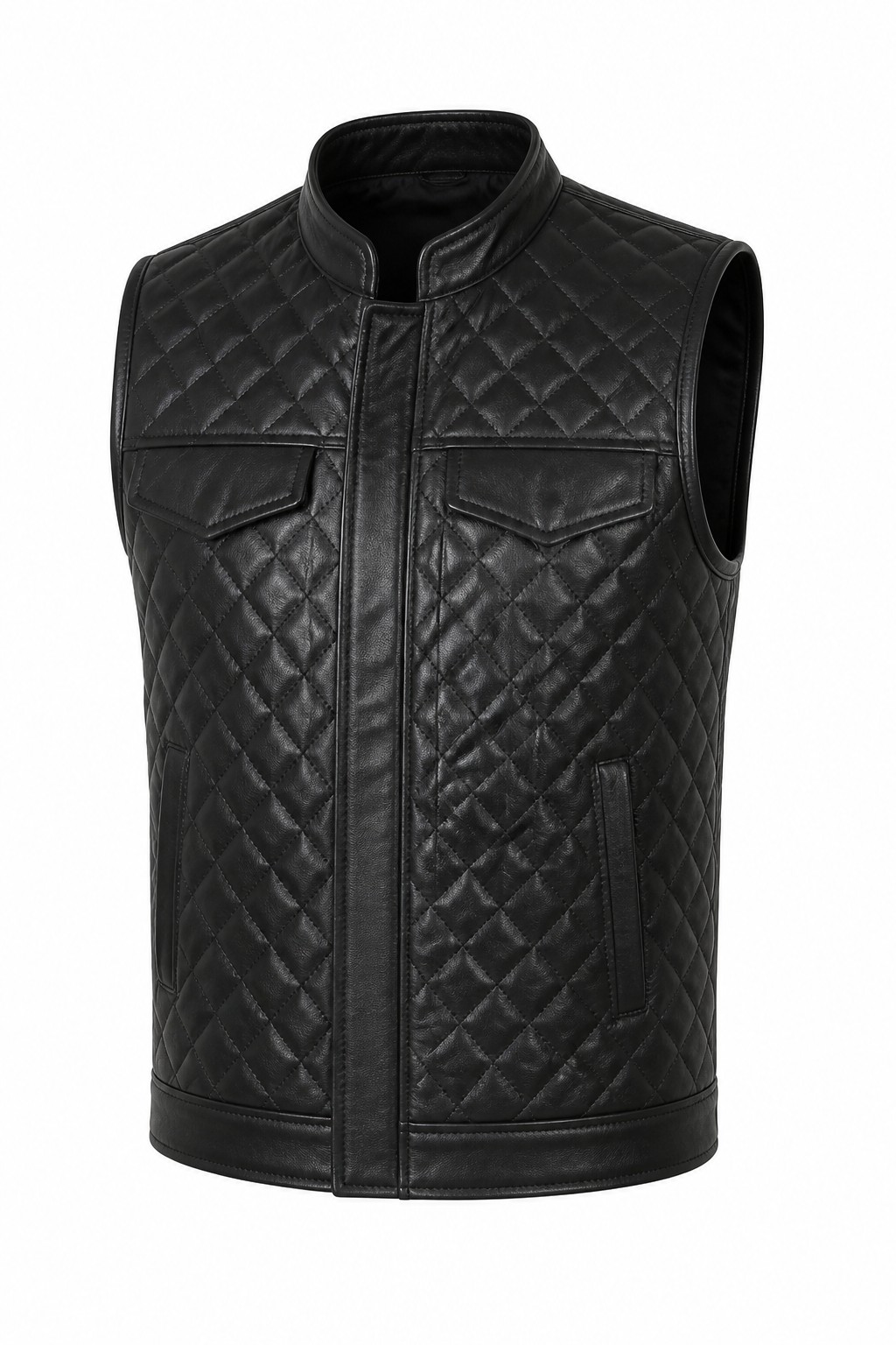 Biker Quilted Leather Vests 01