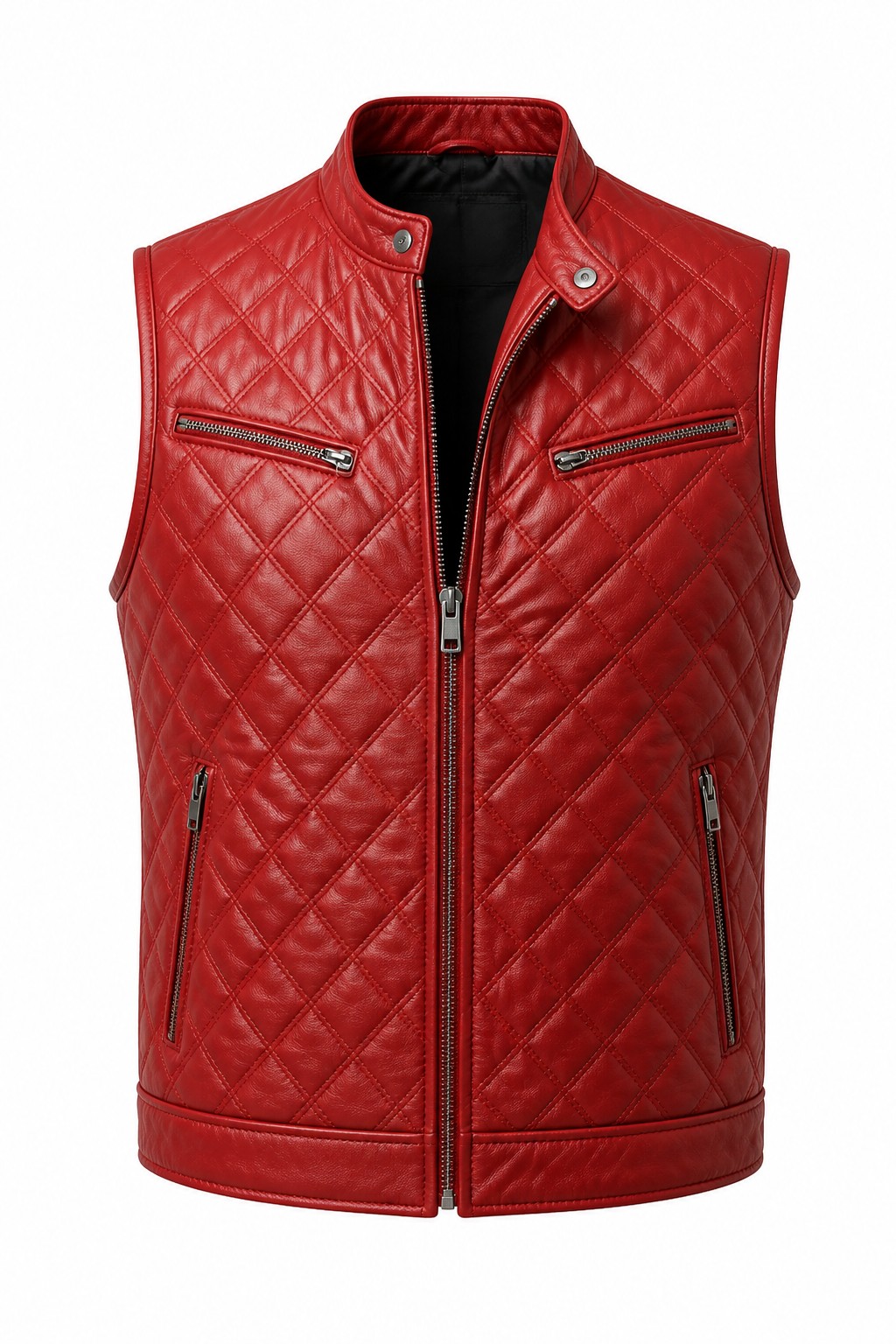 Biker Quilted Leather Vests 03