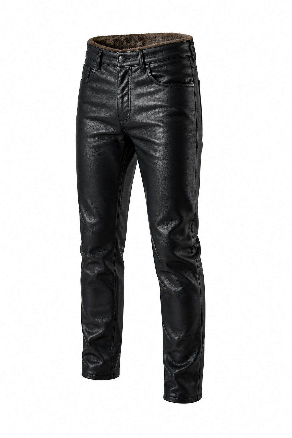 Fur Lined Leather Pants 01