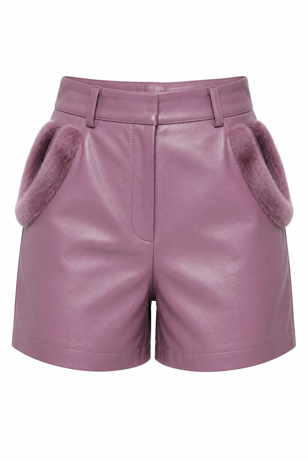 Fur Lined Leather Shorts 02