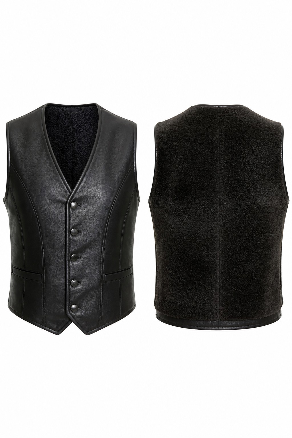 Fur Lined Leather Vests 01