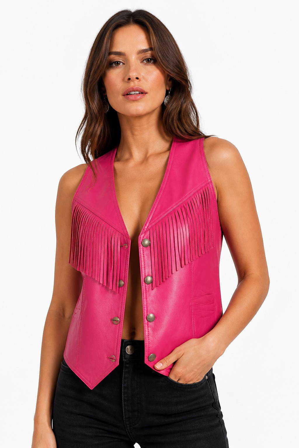 Western Fringe Leather Vests 02